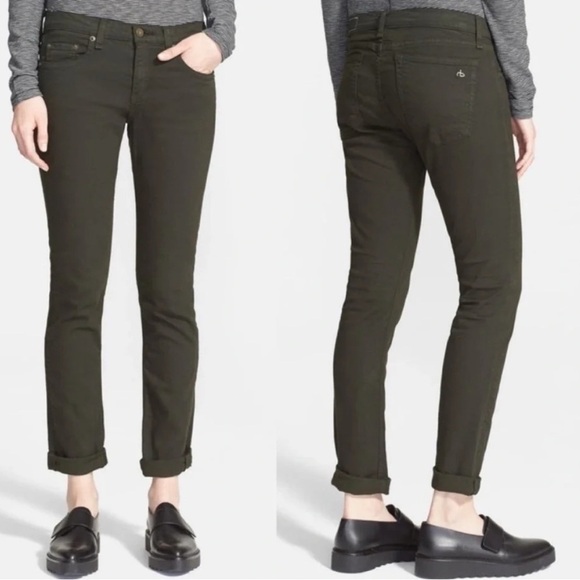 Rag & Bone Dre Boyfriend Jeans Aged Dark Olive Denim Casual Women’s 26 - Picture 1 of 10